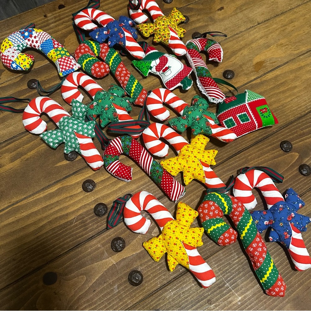 Lot of vintage fabric Christmas plush ornaments